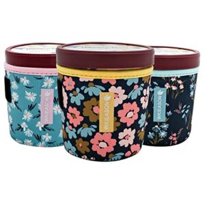wk ieason ice cream sleeve pin neoprene cooler coozie sleeve insulators cream sleeves neoprene cover holder with spoon holder (floral patterns)