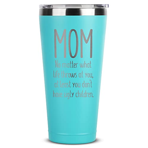 Gifts for Mom - Mom, Ugly Children - 30 oz Mint Insulated Stainless Steel Tumbler w/Lid - Birthday Mothers Day Christmas Stocking Stuffer Ideas from Daughter Son Kids - Mother Moms Mama Madre