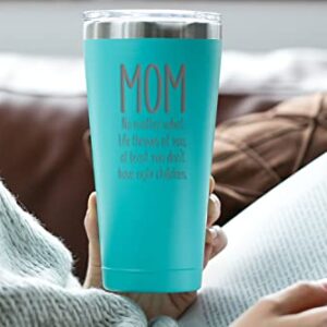 Gifts for Mom - Mom, Ugly Children - 30 oz Mint Insulated Stainless Steel Tumbler w/Lid - Birthday Mothers Day Christmas Stocking Stuffer Ideas from Daughter Son Kids - Mother Moms Mama Madre