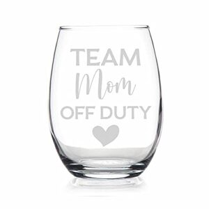 team mom off duty stemless wine glass – cheerleading coach, coach gift, high school coach, end of season gift, cheer mom, team mom