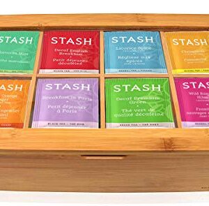 BLUE RIBBON Stash Tea Bags Sampler Assorted Tea Bags in Bamboo Gift Box (80 Count) 30 Flavors Gifts For Women Men Family Friends Coworkers