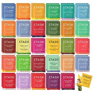 BLUE RIBBON Stash Tea Bags Sampler Assorted Tea Bags in Bamboo Gift Box (80 Count) 30 Flavors Gifts For Women Men Family Friends Coworkers