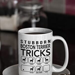 Stubborn Boston Terrier Tricks, Awesome Dog Fetch Mug, Dog Mom Dad, Paw Pet Lovers, Dog Trainer Cup, Coffee Dog Mug, Mothers Day, Fathers Day, Christmas Birthday Gifts