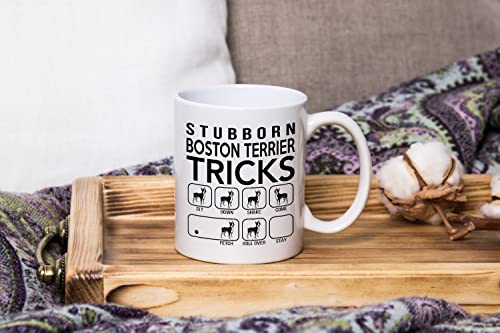 Stubborn Boston Terrier Tricks, Awesome Dog Fetch Mug, Dog Mom Dad, Paw Pet Lovers, Dog Trainer Cup, Coffee Dog Mug, Mothers Day, Fathers Day, Christmas Birthday Gifts