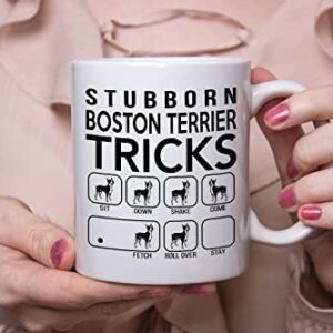 Stubborn Boston Terrier Tricks, Awesome Dog Fetch Mug, Dog Mom Dad, Paw Pet Lovers, Dog Trainer Cup, Coffee Dog Mug, Mothers Day, Fathers Day, Christmas Birthday Gifts