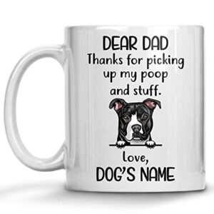 personalized pit bull coffee mug, pitbull terrier custom dog name, customized gifts for dog dad, father’s day, birthday halloween xmas thanksgiving gift for dog lovers mugs