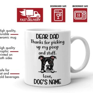 Personalized Pit Bull Coffee Mug, Pitbull Terrier Custom Dog Name, Customized Gifts For Dog Dad, Father's Day, Birthday Halloween Xmas Thanksgiving Gift For Dog Lovers Mugs