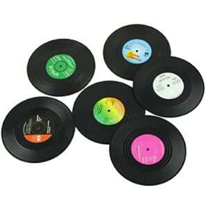 Vinyl Record Coasters for Drinks Novelty （12 Pieces） Funny Absorbent Retro Style Home Decor, Hot Coffee Cup Placement Pads, Effective Protection of The Desktop to Prevent Damage