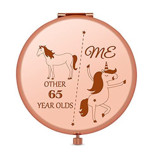 65th Birthday Gifts for Women 65 Year Old Birthday Gifts for Grandma Mom Wife Rose Gold Compact Mirror Happy 65th Birthday Gifts for Sister Best Friend BFF Bestie 65 Birthday Gifts for Aunt Coworker