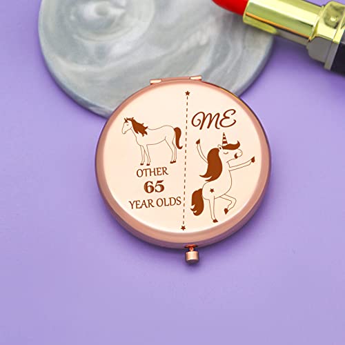 65th Birthday Gifts for Women 65 Year Old Birthday Gifts for Grandma Mom Wife Rose Gold Compact Mirror Happy 65th Birthday Gifts for Sister Best Friend BFF Bestie 65 Birthday Gifts for Aunt Coworker