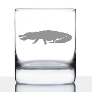 alligator whiskey rocks glass – unique exotic animal gifts for alligator lovers – 10.25 oz glass