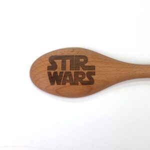 stir wars kitchen gift for dudes, laser engraved sustainable wooden spoon, funny bachelor gift, nerd gift, nerdy wedding gifts, great gifts for guys who cook, st*r wars nerd, father’s day gift