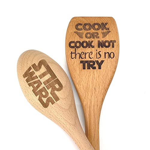 Stir Wars Kitchen Gift for Dudes, Laser Engraved Sustainable Wooden Spoon, Funny Bachelor Gift, Nerd Gift, Nerdy Wedding Gifts, Great Gifts for Guys Who Cook, St*r Wars Nerd, Father's Day Gift