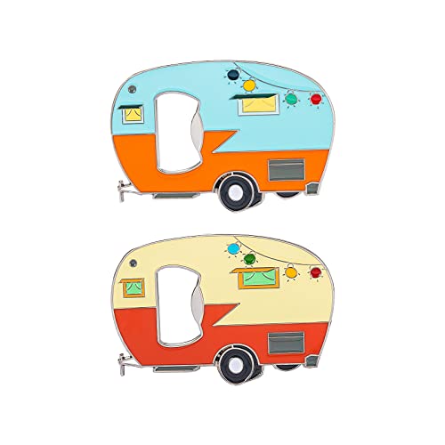 2 Pack Magnetic Bottle Opener,RV Camper Bottles Opener Caravan Bottle Beer Opener with Fridge Magnet,Unique Beer Gift Idea for Camper Lovers Cool Gadgets Outdoor Picnic Home Using