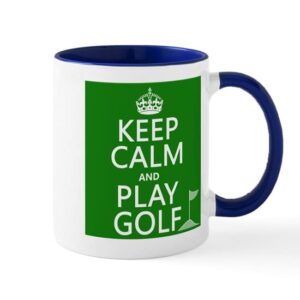 cafepress keep calm and play golf mugs ceramic coffee mug, tea cup 11 oz