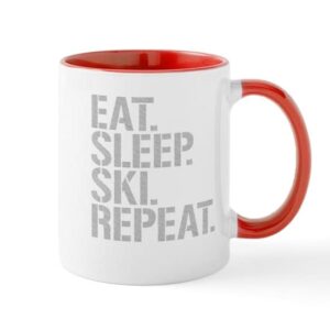 cafepress eat sleep ski repeat mugs ceramic coffee mug, tea cup 11 oz