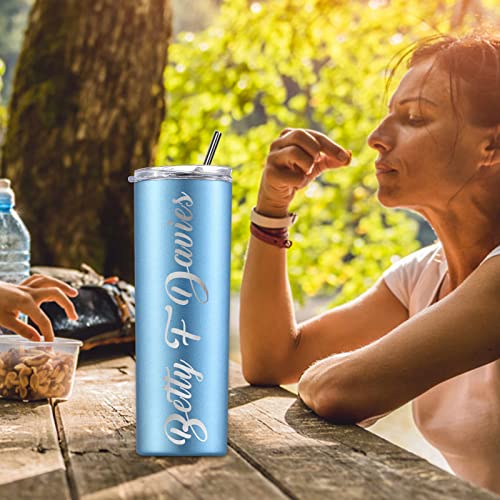 Personalized Skinny Tumbler Custom Stainless Steel Skinny Tumblers with Lids and Straws Customized Insulated Engraved Skinny Tumbler with Name 20 Oz for Men Women Mother's Day Father's Day Graduation