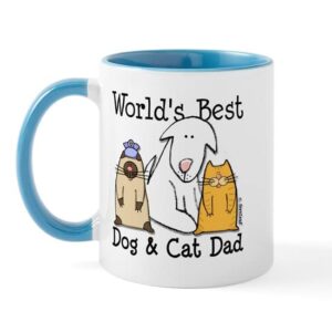 cafepress world’s best dog and cat dad mug ceramic coffee mug, tea cup 11 oz