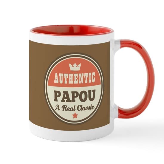 CafePress Vintage Papou Design Gift Mugs Ceramic Coffee Mug, Tea Cup 11 oz