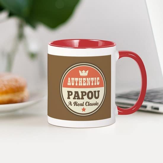 CafePress Vintage Papou Design Gift Mugs Ceramic Coffee Mug, Tea Cup 11 oz