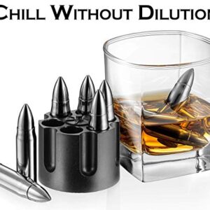 Whiskey Stone Bullets and Whiskey Glasses set of 4