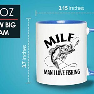 Fishing 2Tone Blue Mug 11oz - MILF Man I Love Fishing - Fishing Fisherman Fish Lover Retirement Hook Bait Reel Rod Spooling Fisher Dad Outdoor Hobby