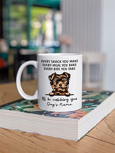 Personalized Yorkshire Terrier Yorkies Coffee Mug, Every Snack You Make I'll Be Watching You, Customized Dog Mugs for Mom Dad, Gifts for Dog Lover, Mothers Day, Fathers Day, Birthday Presents