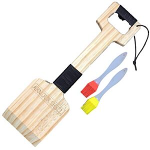 cedar wood grill scraper – bbq brush scrubber tools with barbecue grilling brushes accessories for men. the ultimate gift for your husband, father, boss, that they will surely love from armour shell.