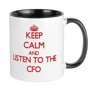 keep calm and listen to the cfo mug ceramic 11oz ringer coffee/tea cup gift stocking stuffer
