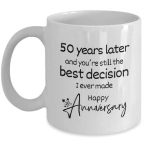 5oth Anniversary Coffee Mug, Best 50th Wedding Anniversary Appreciation Tumbler Gift For Husband Him Her Men Women Wife Couple Fifty Years Fiftieth Year Funny 50 Golden Marriage Travel Present Tea Cup