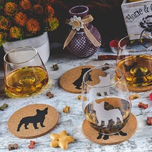 Greenline Goods French Bulldog Lovers Cork Drink Coasters - Set of 4 Dog Coasters with Protective Bottom - French Bulldog Decor Coasters for Drinks - Frenchie Gift Idea for French Bulldog Moms & Dads