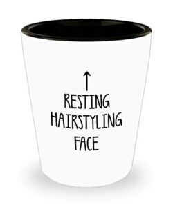 for hairstylist resting hairstyling face funny witty gag ideas drinking shot glass shooter birthday stocking stuffer