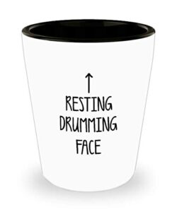 for drummers resting drumming face funny witty gag ideas drinking shot glass shooter birthday stocking stuffer