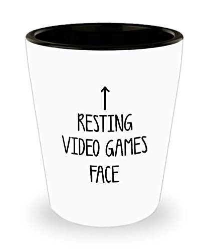 For Video Gamers Resting Video Games Face Funny Witty Gag Ideas Drinking Shot Glass Shooter Birthday Stocking Stuffer
