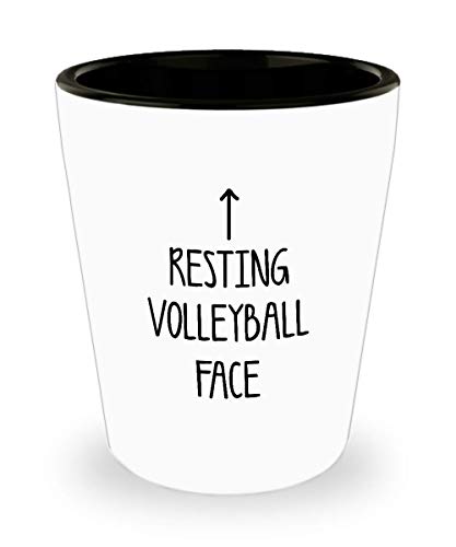 For Volleyball Players Resting Volleyball Face Funny Witty Gag Ideas Drinking Shot Glass Shooter Birthday Stocking Stuffer