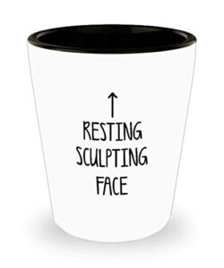 for sculptor resting sculpting drinking face funny witty gag ideas drinking shot glass shooter birthday stocking stuffer