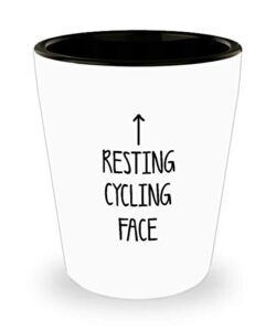 for cycling lovers resting cycling face funny witty gag ideas drinking shot glass shooter birthday stocking stuffer