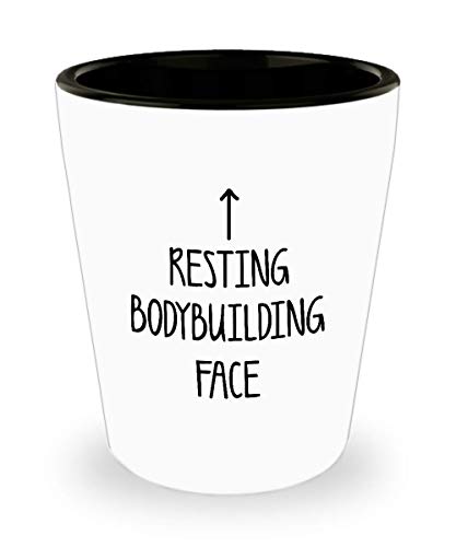 For Bodybuilders Resting Bodybuilding Face Funny Witty Gag Ideas Drinking Shot Glass Shooter Birthday Stocking Stuffer