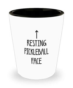 for pickleball player resting pickleball face funny witty gag ideas drinking shot glass shooter birthday stocking stuffer