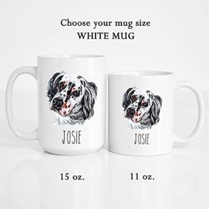 English Setter Personalized Coffee Mug Gifts for Mom Dad Dog Lovers - Custom 15oz or 11oz - Dishwasher Microwave Safe (English Setter)