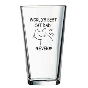 world’s best cat dad ever beer glass, novelty gifts idea for dad father cat dad friends men cat lover pet owner, cat lover gift for father’s day birthday christmas, funny 15oz drinking beer glass
