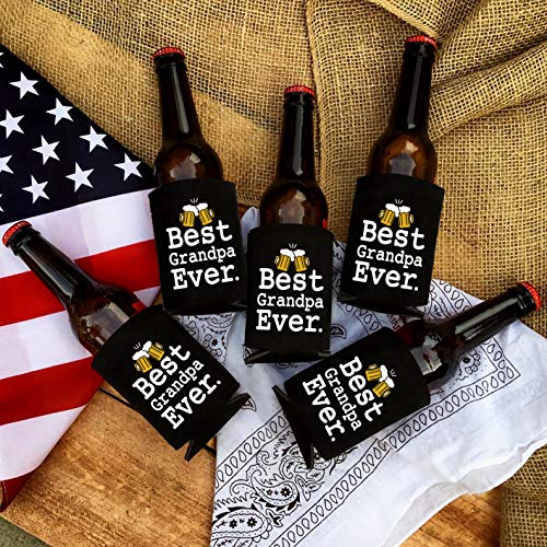 YouFangworkshop Funny Beer Can Sleeve Coolers, Best Grandpa Ever Beer Coolers Set for Men Grandfather Fathers Day Retirement Christmas Birthday Party Decoration Gift, 2-Pack