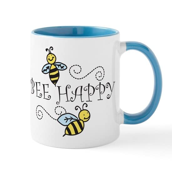 CafePress Bee Happy Mug Ceramic Coffee Mug, Tea Cup 11 oz