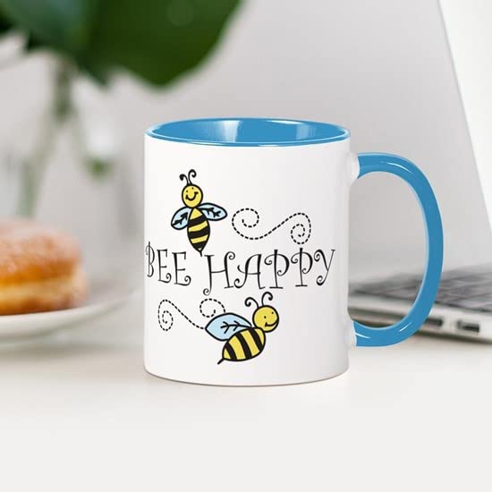 CafePress Bee Happy Mug Ceramic Coffee Mug, Tea Cup 11 oz