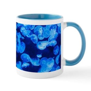 cafepress many blue jellyfish mugs ceramic coffee mug, tea cup 11 oz