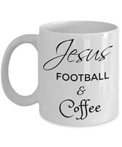 jesus football and coffee mug – christian present for women, men, mom, dad, son, daughter, husband, wife, him, her – stocking stuffer birthday present – inexpensive gift for coworkers
