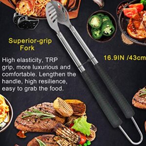 POLIGO 7PCS Golf-Club Style BBQ Tools Grilling Tools with Rubber Handle - Stainless Steel Grilling Accessories for Outdoor Grill Set Premium Grill Utensils Set Christmas Birthday Gifts for Dad Men