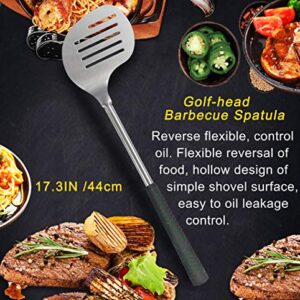 POLIGO 7PCS Golf-Club Style BBQ Tools Grilling Tools with Rubber Handle - Stainless Steel Grilling Accessories for Outdoor Grill Set Premium Grill Utensils Set Christmas Birthday Gifts for Dad Men