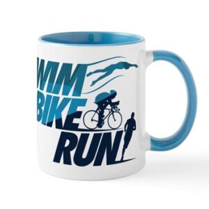 cafepress swim bike run mug ceramic coffee mug, tea cup 11 oz