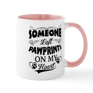 cafepress someone left pawprints on my heart mug ceramic coffee mug, tea cup 11 oz